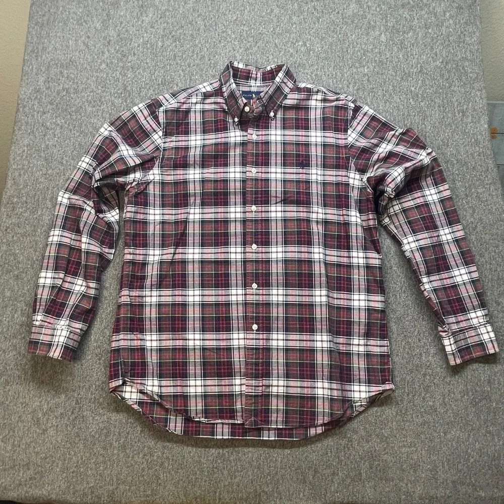 Ralph Lauren Plaid Button Down Shirt Men's L Red Green Classic Fit - Picture 2 of 8